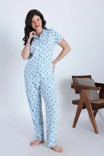 Buy Zivame Knit Cotton Pyjama Set - Nantucket